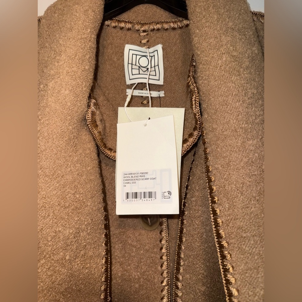 Toteme Embroidered Scarf Coat, 34, Camel - Picture 5 of 16